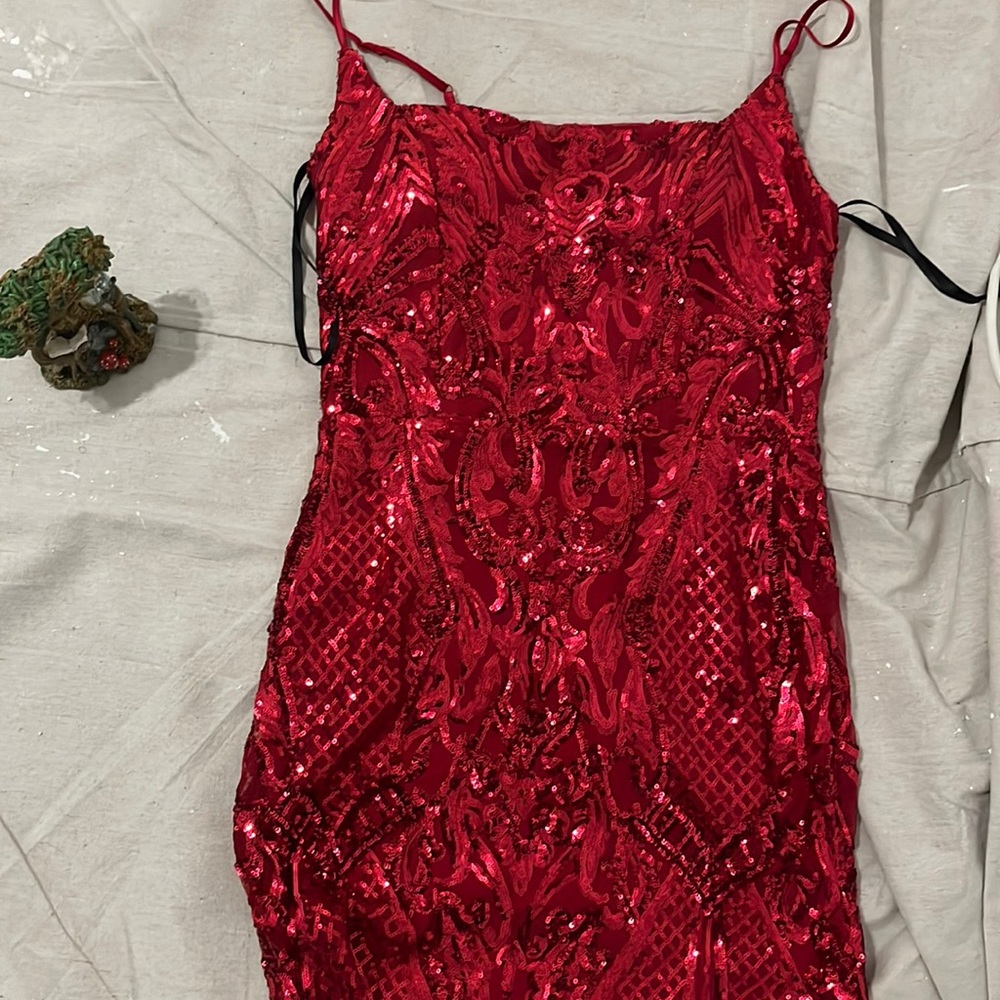 Show Stopper Red Dress With Sequence - image 1